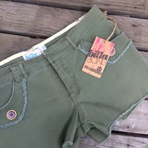 Billabong Rae Hem Detail Short Shorts Sz 9 Green